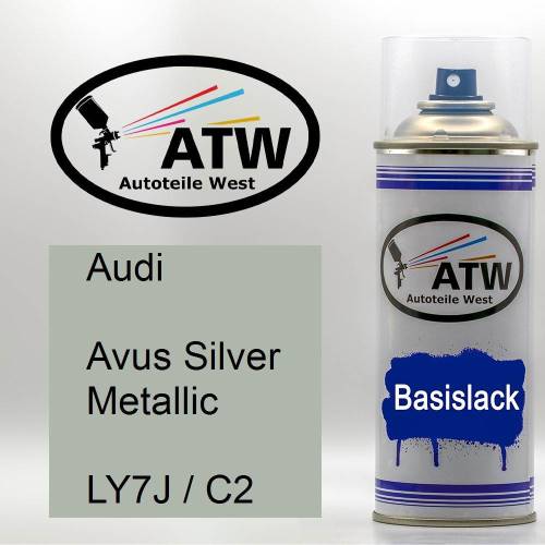 Audi, Avus Silver Metallic, LY7J / C2: 400ml Sprühdose, von ATW Autoteile West.